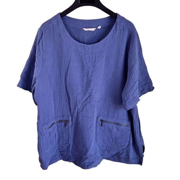 Soft Surroundings Womens Blue Tunic Knit Soft‎ Cozy Top Size 2X Pockets - Picture 1 of 8